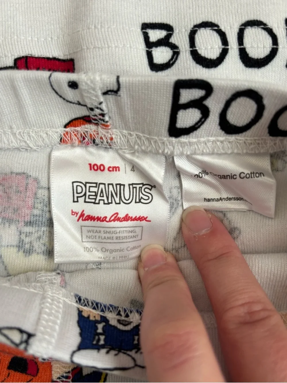 Hanna Andersson White Halloween Peanuts Pajama Set with Orange Trim